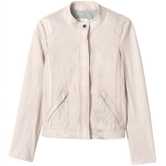 Rebecca Taylor Jackets & Blazers - REBECCA TAYLOR Perforated Lamb Leather Bomber Moto Zip Up Pink Jacket Women's 8